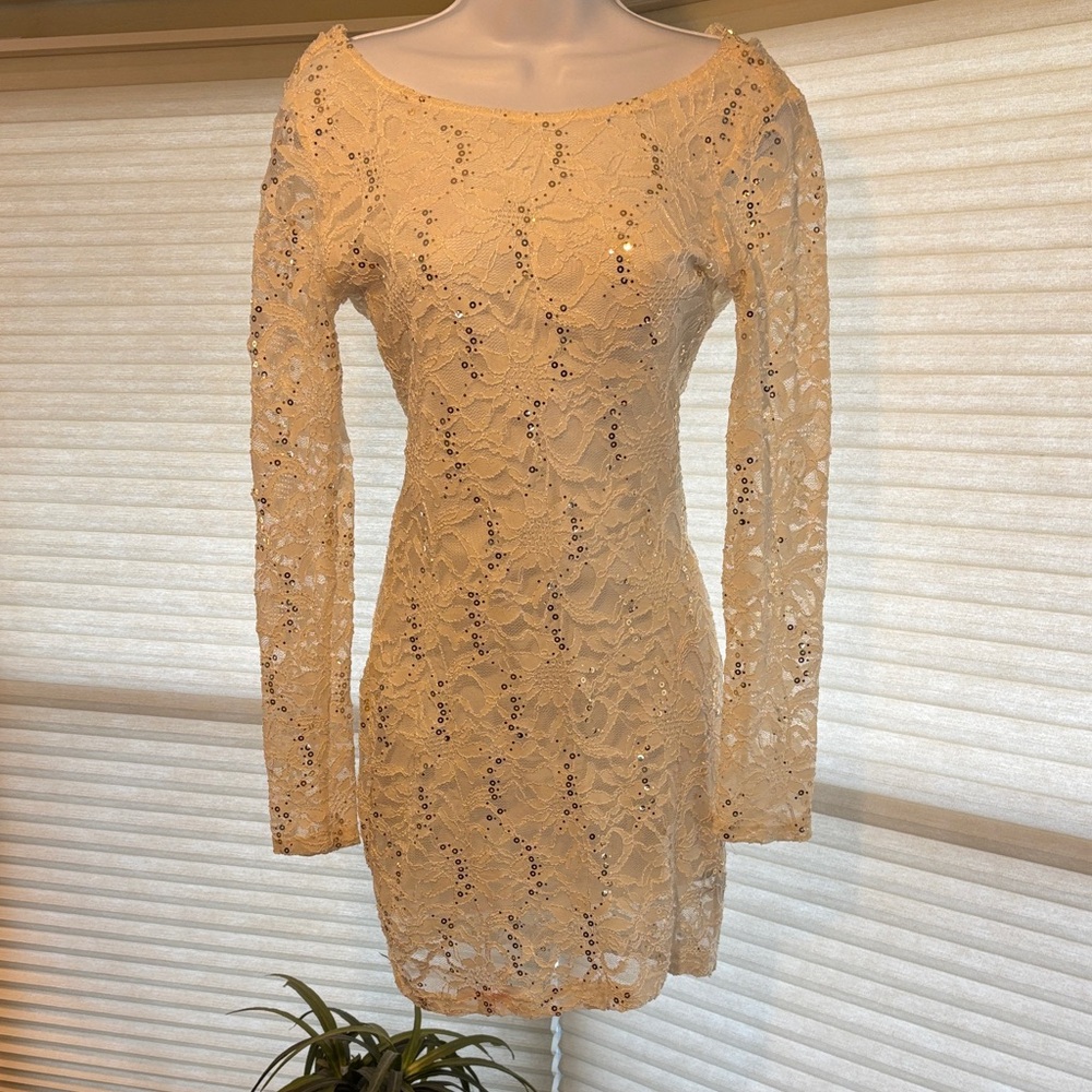 Honey and Rosie Ivory Lace Long Sleeve Dress